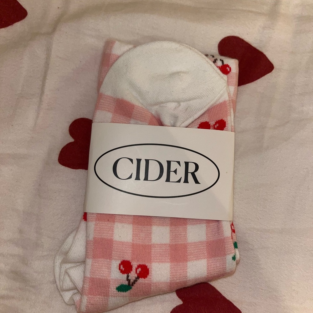 Cider Cherry Patterned Pink Socks